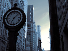 A Big Clock On Manhattan Street.