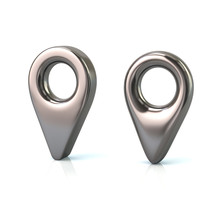 Two Silver Map Pins 3d Illustration
