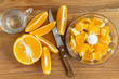 Sliced oranges for fresh orange juice.