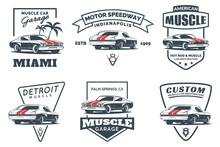 Classic Muscle Car Logo, Emblems And Icons.