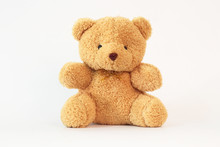 Brown Teddy Bear On A White Background.