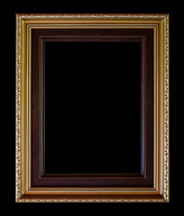 Wall Mural - Old Antique frame Decorative Carved Wood Isolated On black Background