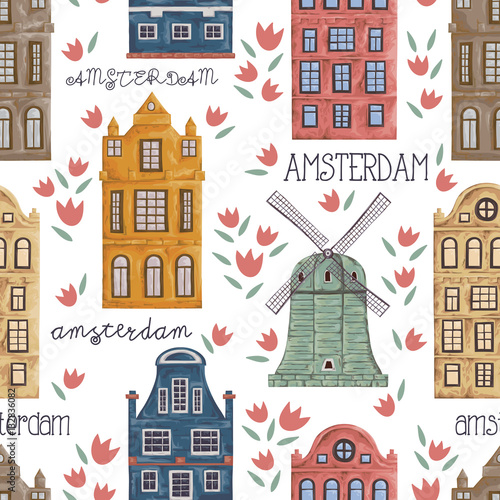amsterdam-bezszwowy-wzor-z-starymi-historycznymi-budynkami-i-tradycyjna-architektura-holandia-wiatrak-i-domy-z-kwiatami-tulipanow-reka