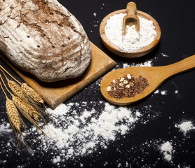 Wall Mural - Ingredients and utensils for the preparation of bakery products