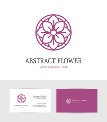 Wall Mural - Linear purple flower logo