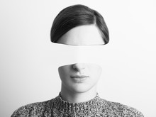 Black And White Abstract Woman Portrait Of Identity Theft Concept