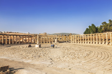 Wall Mural - Forum in the ancient Roman city of Gerasa, Jerash, Jordan