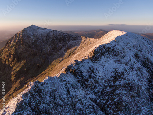 Aerial View Of Mount Snowdon And Crib Goch Uk Buy This Stock
