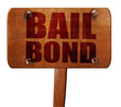 bailbond, 3D rendering, text on wooden sign
