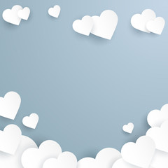 Sticker - Valentine's day abstract background with cut paper hearts. Vector