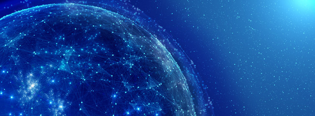 Wall Mural - global international connectivity background/connection lines around earth globe, futuristic technol