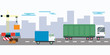Delivery transport cargo truck vector illustration.