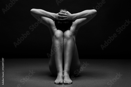 Fototapeta Naked woman body sculpture. Fine art photo of female body.