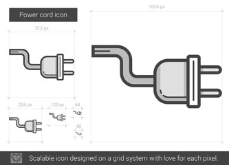 Canvas Print - Power cord line icon.