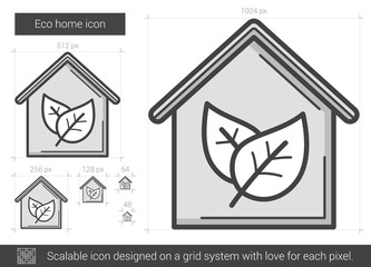 Sticker - Eco home line icon.