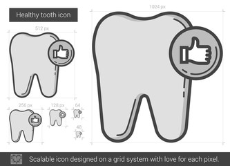 Sticker - Healthy tooth line icon.