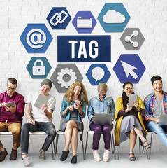 Poster - tag label technology word graphic concept