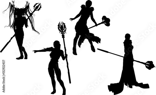 女魔法使いのシルエット Stock Vector Adobe Stock