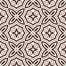 Outline Seamless Pattern With Floral Motif. Ornamental Abstract Background. Ethnic And Tribal Print.