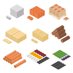 Canvas Print - Construction Material Isometric View. Vector