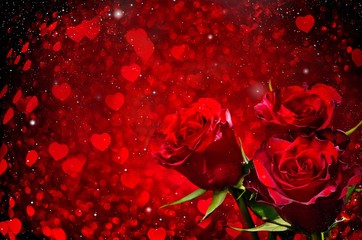 Canvas Print - Valentines day background with roses