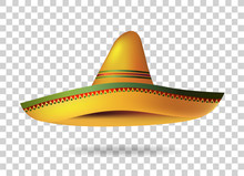 Mexican Sombrero Hat Transparent Background. Mexico. Vector Illustration