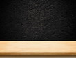 Wood table top with blur black stone wall,Mock up template for d