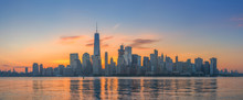 Manhattan Skyline At Sunrise From New Jersey 