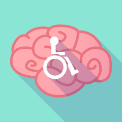 Canvas Print - Long shadow brain with  a human figure in a wheelchair icon