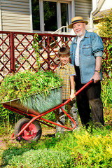 Wall Mural - grandson and his grandpa