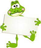 Fototapeta Dinusie - Cute frog with signboard
