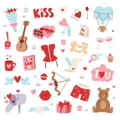 Wall Mural - Valentine Day icons vector illustration