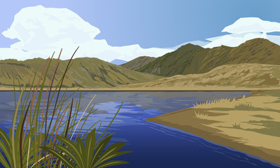 Wall Mural - LAKE LANDSCAPE AND MOUNTAIN