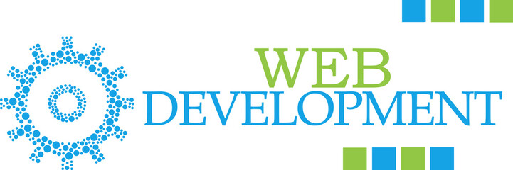 Wall Mural - Web Development Dotted Gear Green Blue Banner 