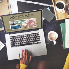 Wall Mural - postal postage mail package stamp concept