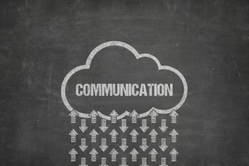 Communication text on blackboard with cloud symbol