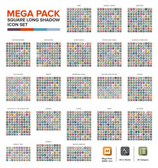 mega pack icon set bundle long shadow