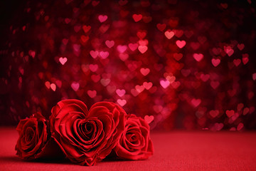roses bouquet and hearts background