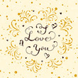 © losw100 - Valentines lettering I Love You with hearts and decorative eleme