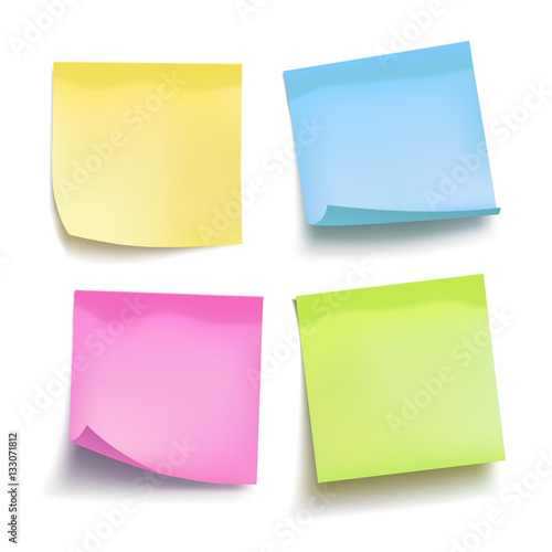 Fotografía Set of color sheets of note papers. Four sticky notes. Vector
