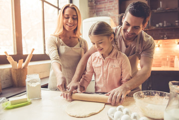 Wall Mural - Young family baking