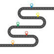 Simple winding road with multicolor pinpointers. Template for some steps or actions. Vector EPS 10