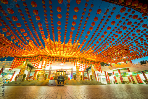 Fotografía Red lanterns decorations at Thean Hou Temple in Kuala Lumpur, This is in preparation for the coming Chinese New Year