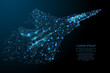 © AntonKhrupinArt - fighter jet in flight from abstract polygonal points blue. Low poly fighter in motion, lines and connected to form, vector illustration.