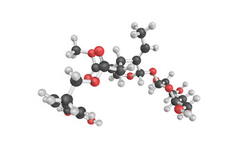 Sticker - 3d structure of Oleuropein, a phenylethanoid, a type of phenolic