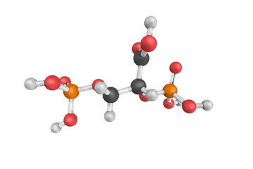 Wall Mural - 3d structure of 2,3-Bisphosphoglyceric acid (2,3-DPG), a three-c