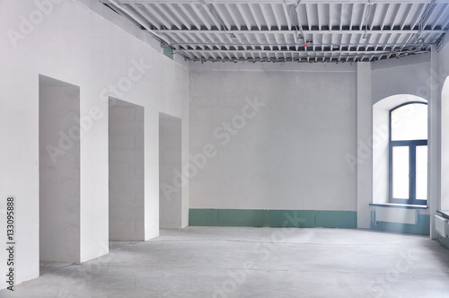 The Interior Of The Reconstructed Building White Concrete