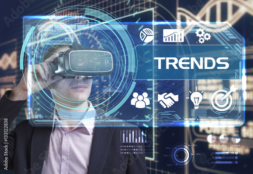 Cuadros en Lienzo Business, Technology, Internet and network concept. Young busine