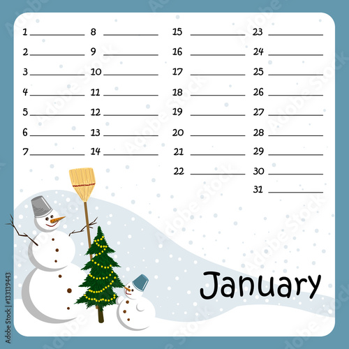 Birthday calendar January Buy this stock vector and explore similar