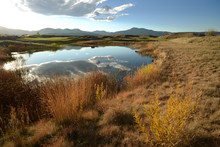 Autumn Mountain Pond - Sunset At A Small Pond In Bear Creek Trail Park, Denver - Lakewood, Colorado. USA 